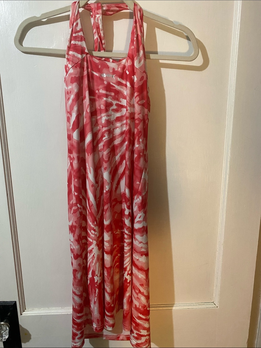 Women's Pink Halter Maxi Dress with Abstract Print